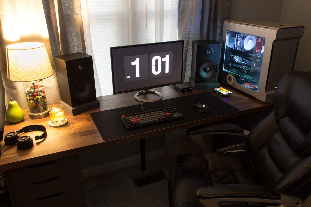 My gaming/music battlestation!  Computer setup, Small recording studio,  Simple computer desk