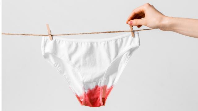 Period blood stained underwear