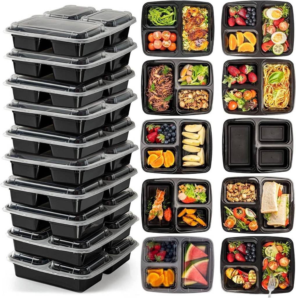 doura meal prep containers 3 compartment food storage reusable